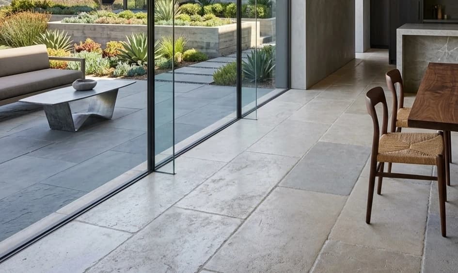 Indoor-outdoor stone flooring
