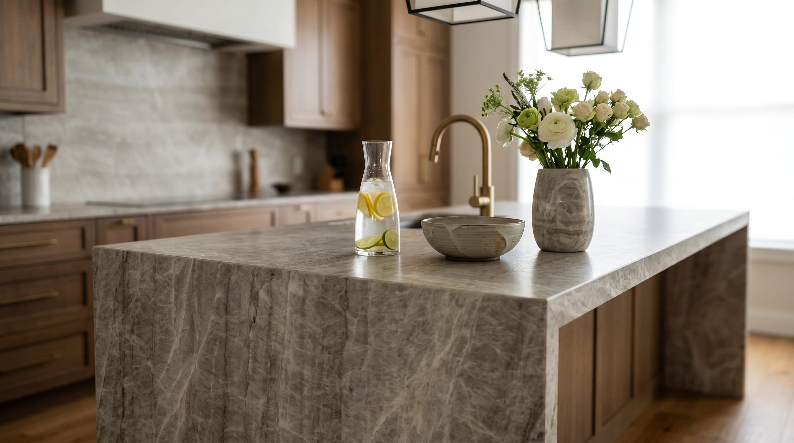 Taj Mahal quartzite in a kitchen