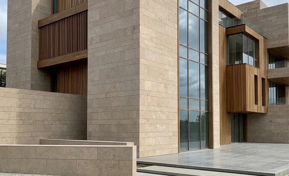 Natural stone exterior facade